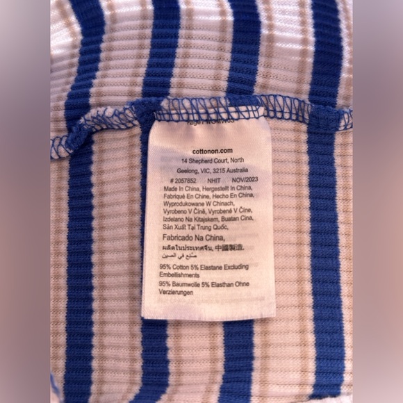 Cotton On | Henley Crop Button Front Tank with Blue Stripes | NWOT - Picture 5 of 8